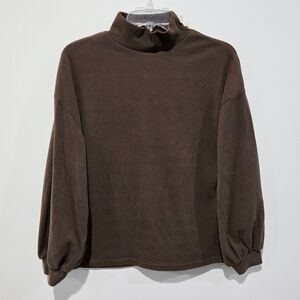 NWOT soft button-accent mock neck top